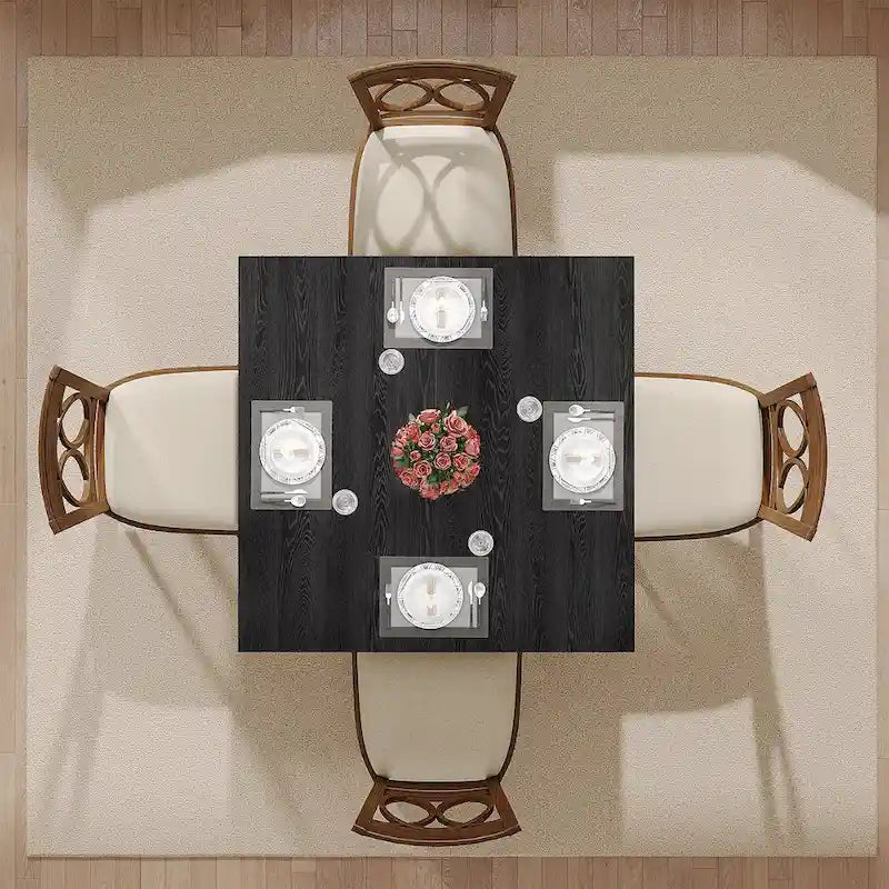 39,4" vierkante eettafel met massief houten poten, geschikt voor 2-4 personen
