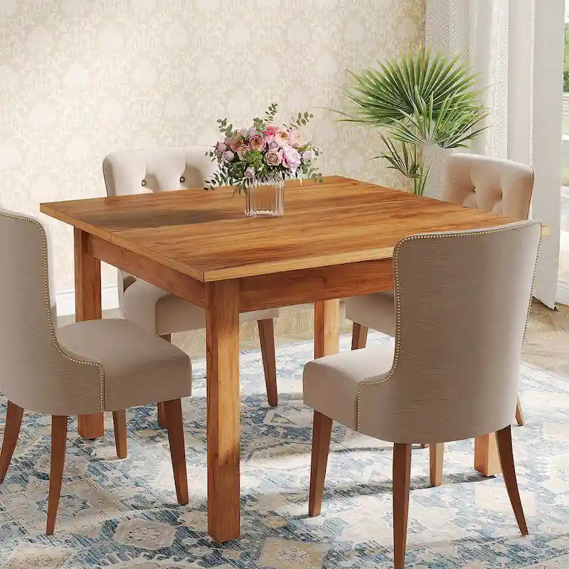 39,4" vierkante eettafel met massief houten poten, geschikt voor 2-4 personen