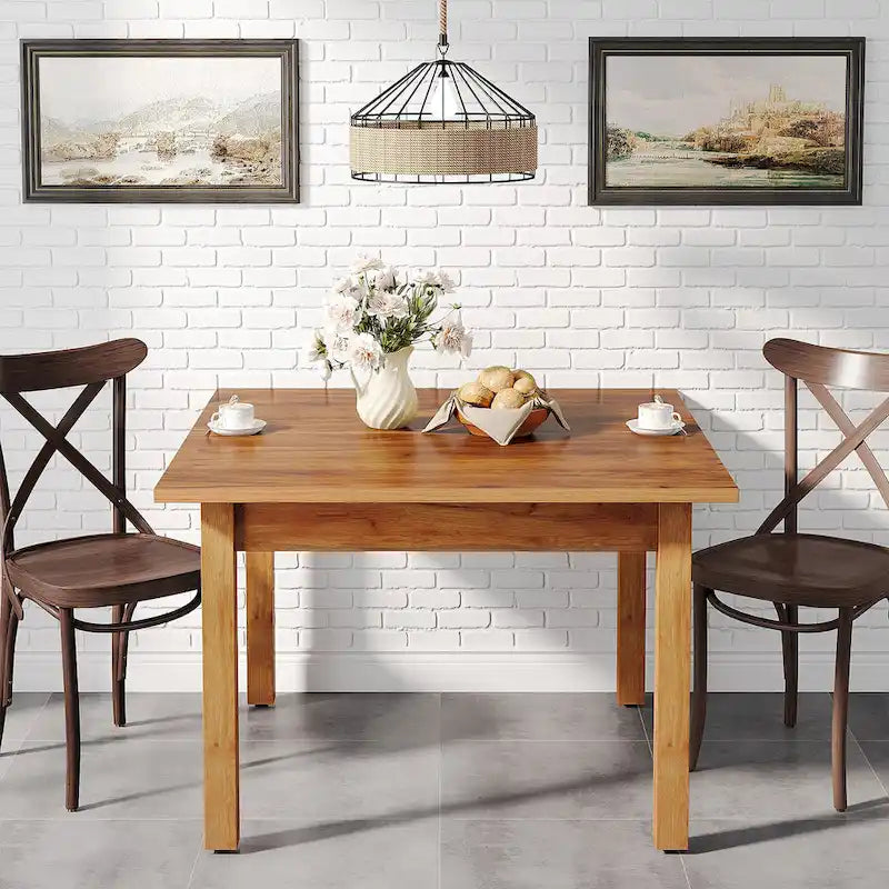39,4" vierkante eettafel met massief houten poten, geschikt voor 2-4 personen