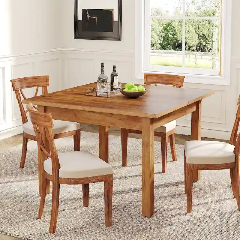 39,4" vierkante eettafel met massief houten poten, geschikt voor 2-4 personen