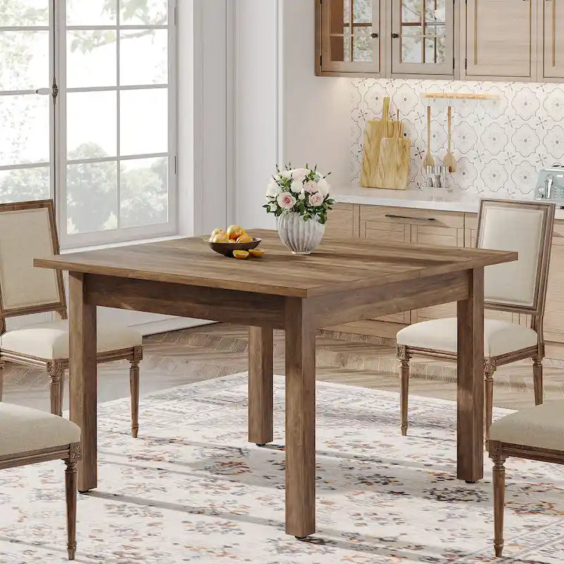 39,4" vierkante eettafel met massief houten poten, geschikt voor 2-4 personen