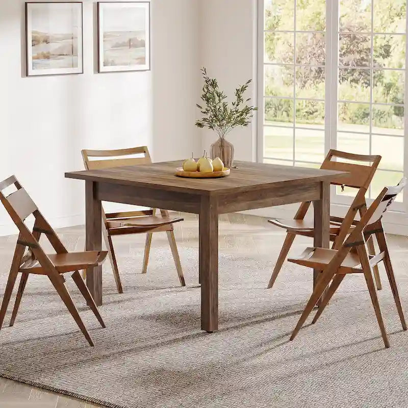 39,4" vierkante eettafel met massief houten poten, geschikt voor 2-4 personen