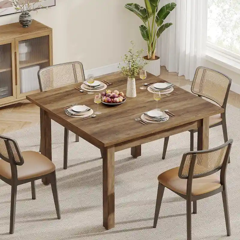 39,4" vierkante eettafel met massief houten poten, geschikt voor 2-4 personen