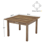 39,4" vierkante eettafel met massief houten poten, geschikt voor 2-4 personen