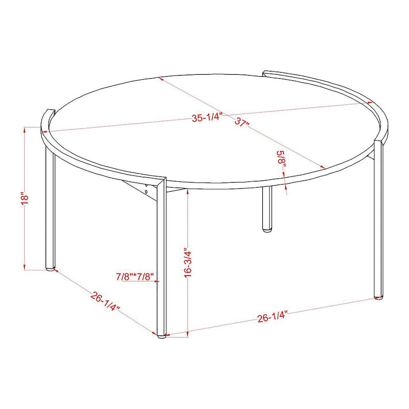 Ronde stalen salontafel met lichtgrijs blad, 37 inch