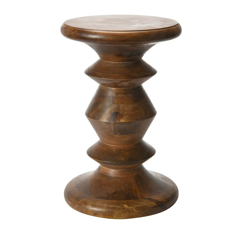 Massief houten bijzettafel of krukje in mid-century modern stijl