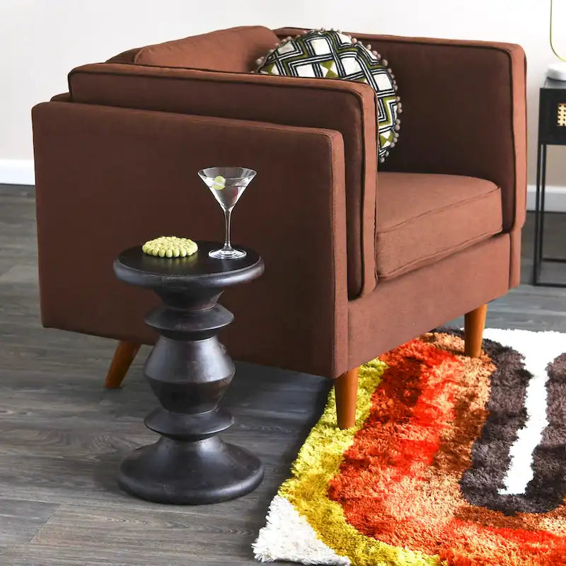 Massief houten bijzettafel of krukje in mid-century modern stijl