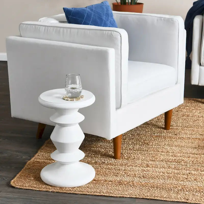 Massief houten bijzettafel of krukje in mid-century modern stijl