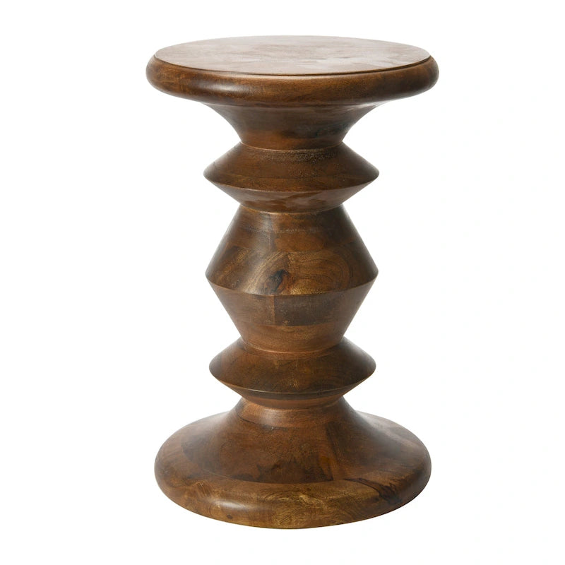 Massief houten bijzettafel of krukje in mid-century modern stijl