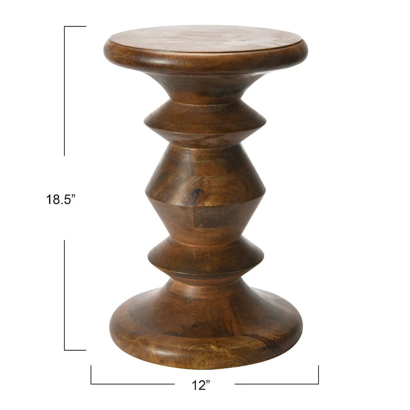 Massief houten bijzettafel of krukje in mid-century modern stijl