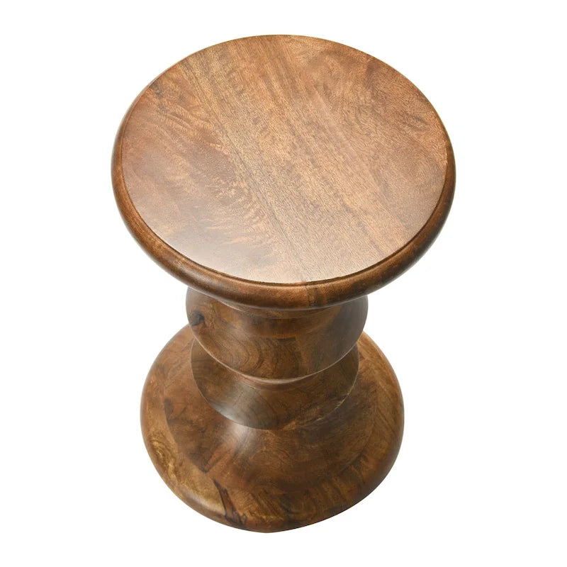 Massief houten bijzettafel of krukje in mid-century modern stijl
