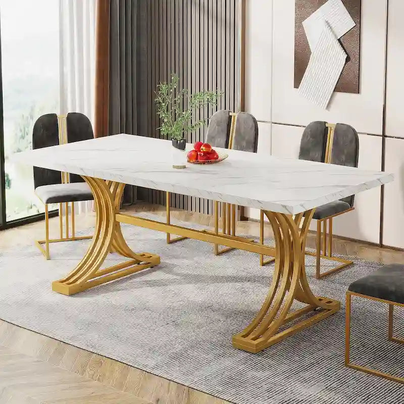 63-inch rechthoekige eettafel met metalen poten