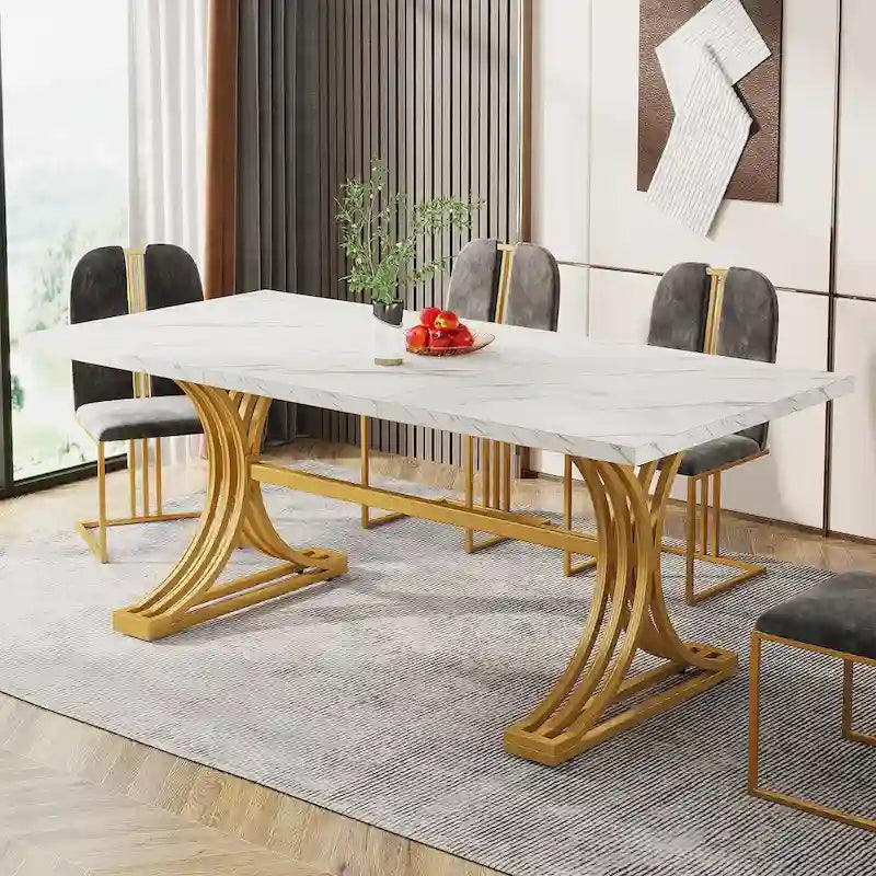 63-inch rechthoekige eettafel met metalen poten