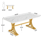 63-inch rechthoekige eettafel met metalen poten