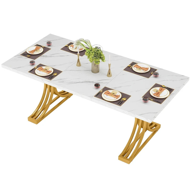63-inch rechthoekige eettafel met metalen poten