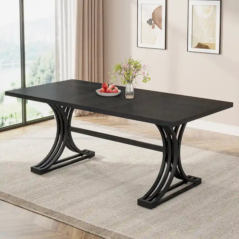 63-inch rechthoekige eettafel met metalen poten