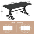 63-inch rechthoekige eettafel met metalen poten