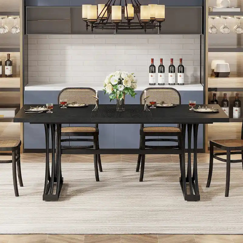 63-inch rechthoekige eettafel met metalen poten