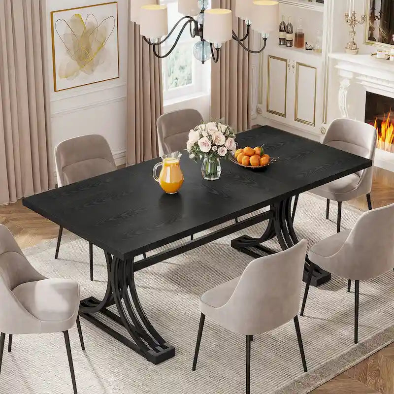 63-inch rechthoekige eettafel met metalen poten