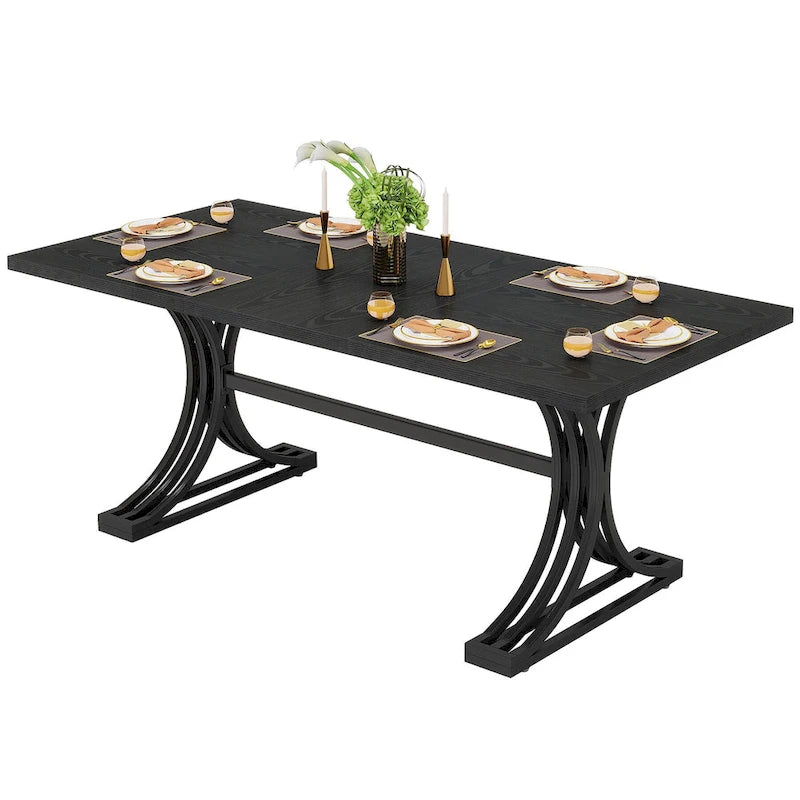 63-inch rechthoekige eettafel met metalen poten
