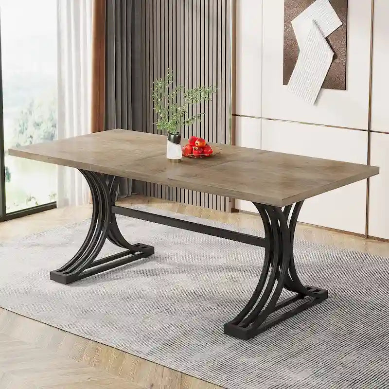 63-inch rechthoekige eettafel met metalen poten