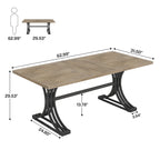 63-inch rechthoekige eettafel met metalen poten