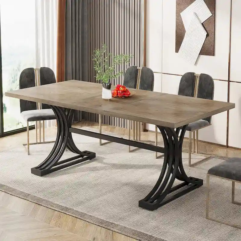 63-inch rechthoekige eettafel met metalen poten