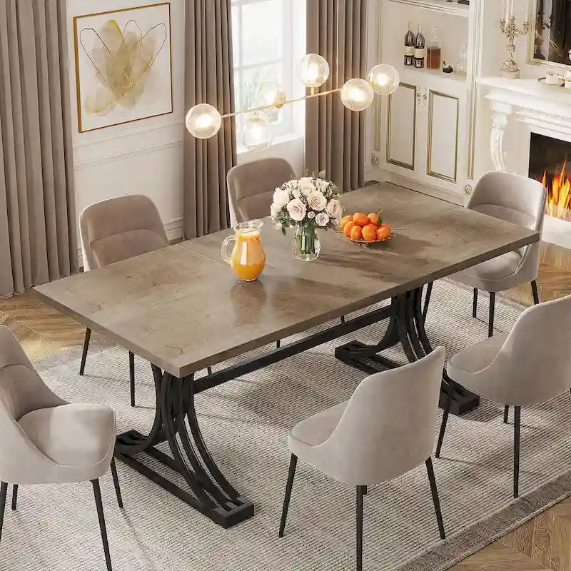 63-inch rechthoekige eettafel met metalen poten
