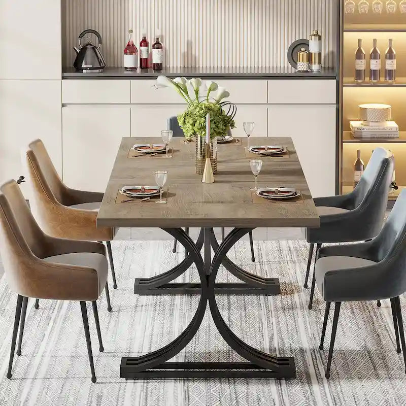 63-inch rechthoekige eettafel met metalen poten