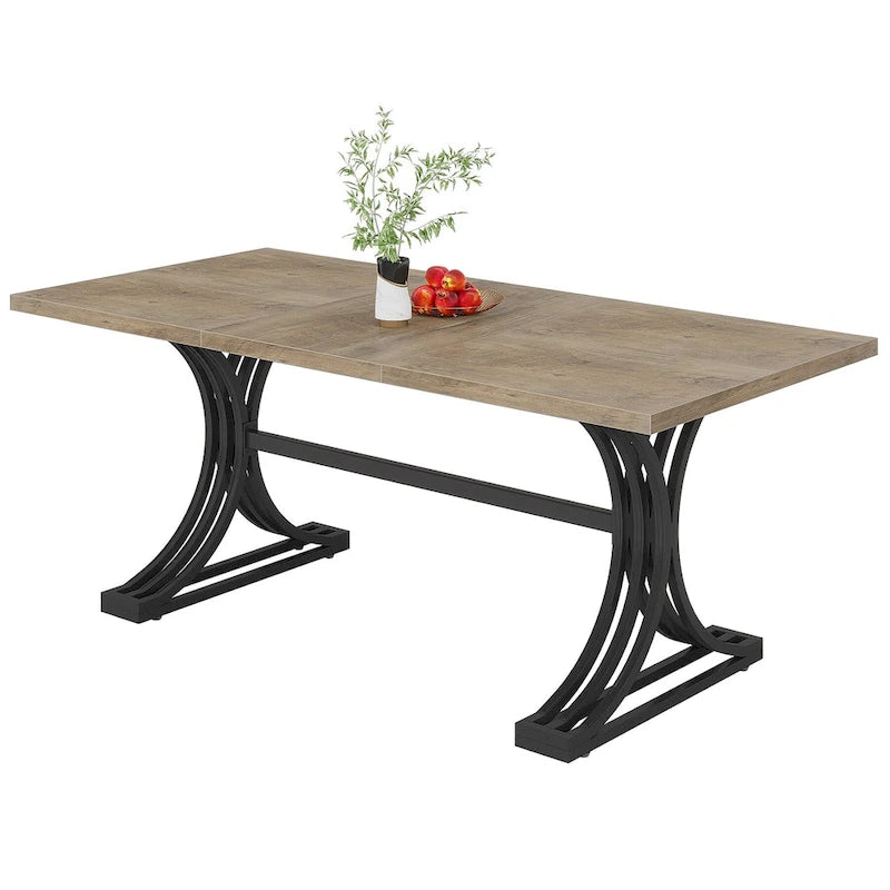 63-inch rechthoekige eettafel met metalen poten