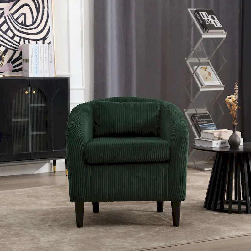 Stoffen fauteuil met kussen en en sierkussen