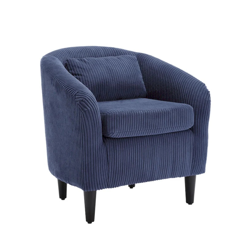 Stoffen fauteuil met kussen en en sierkussen