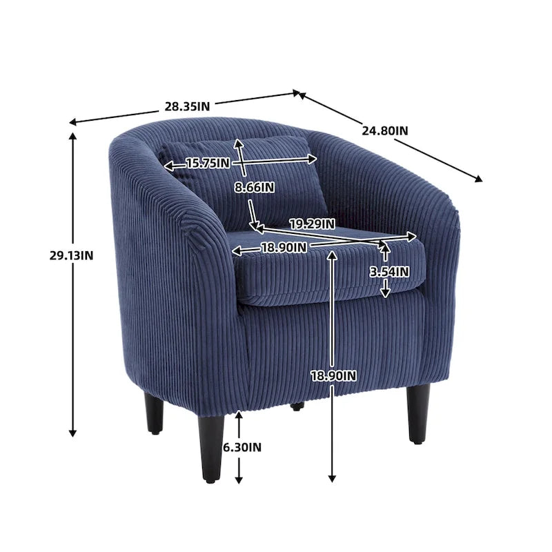 Stoffen fauteuil met kussen en en sierkussen