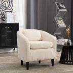 Stoffen fauteuil met kussen en en sierkussen