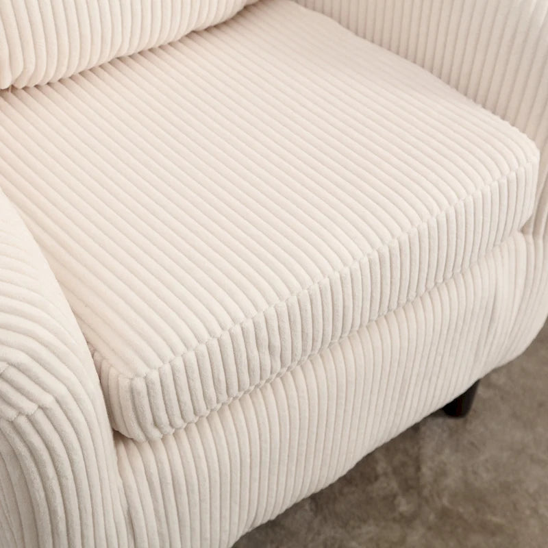 Stoffen fauteuil met kussen en en sierkussen