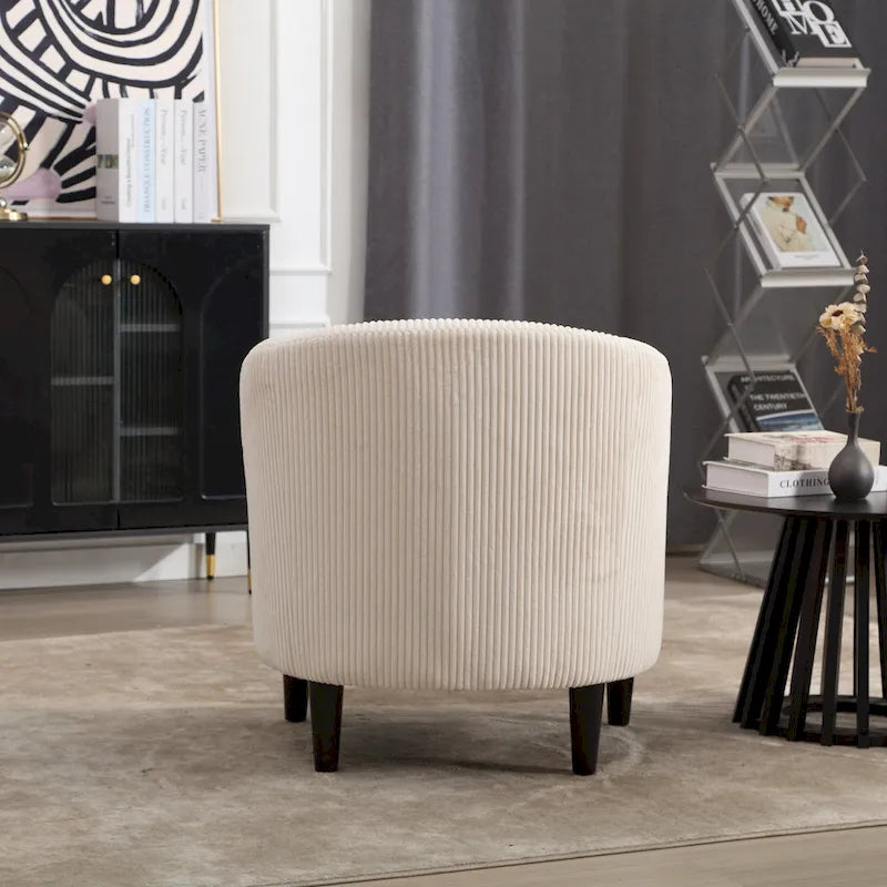 Stoffen fauteuil met kussen en en sierkussen