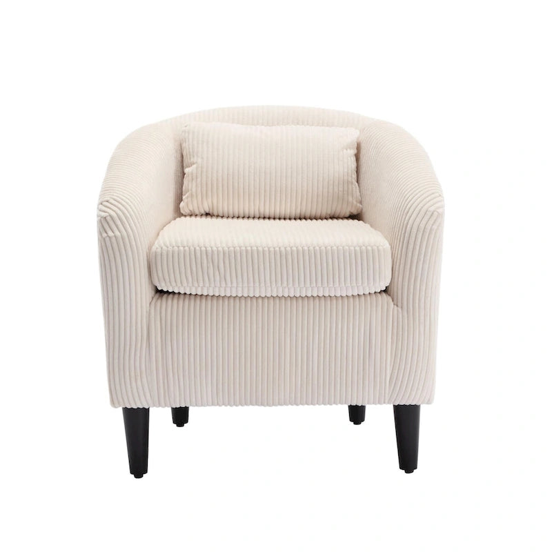 Stoffen fauteuil met kussen en en sierkussen