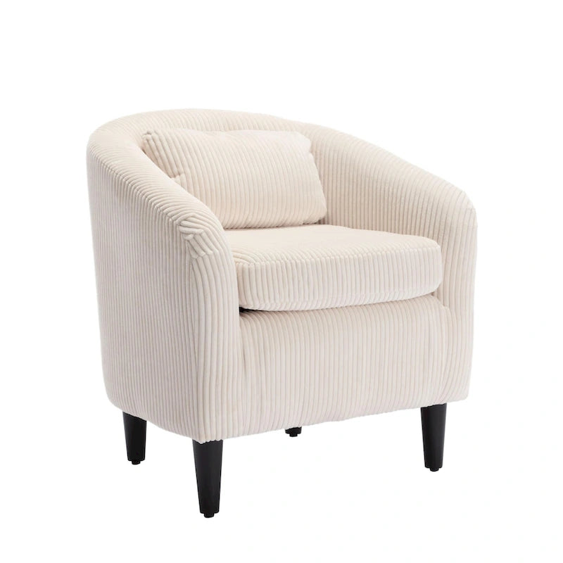 Stoffen fauteuil met kussen en en sierkussen