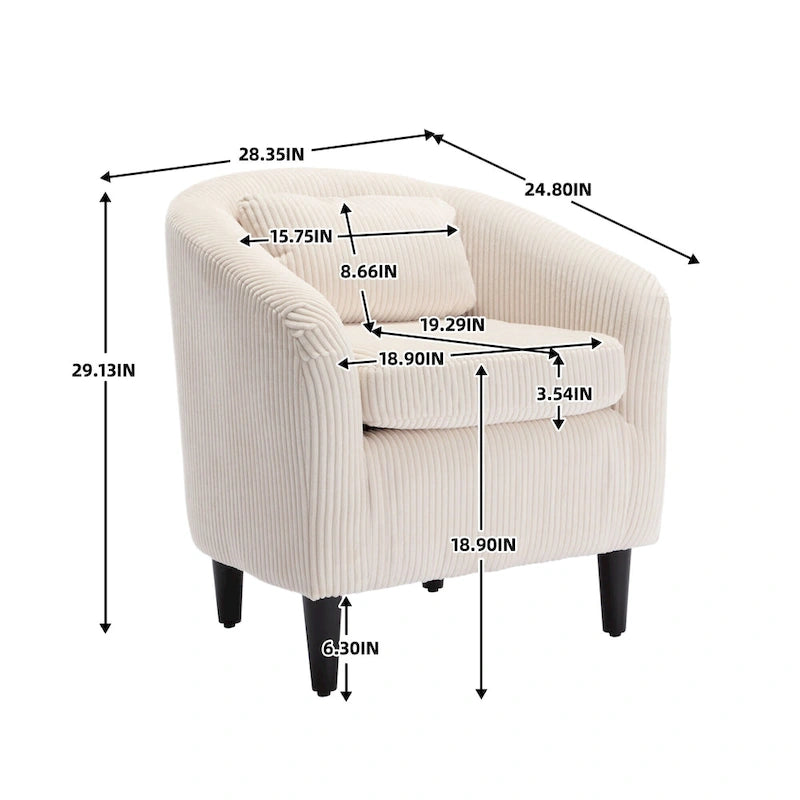 Stoffen fauteuil met kussen en en sierkussen