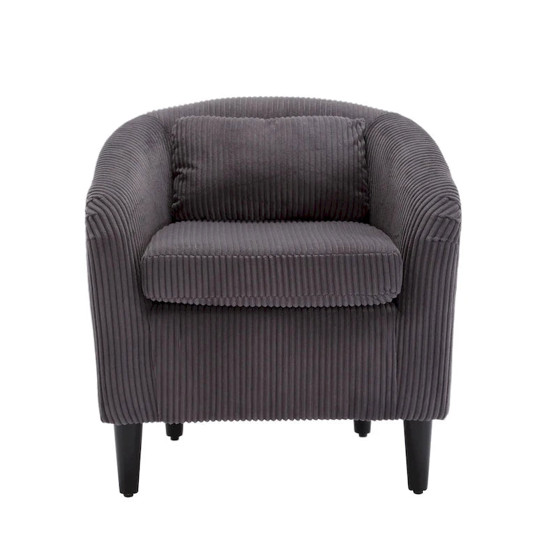 Stoffen fauteuil met kussen en en sierkussen