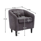 Stoffen fauteuil met kussen en en sierkussen