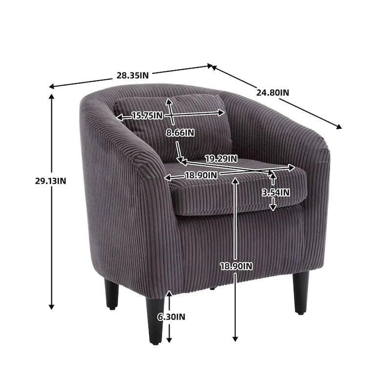 Stoffen fauteuil met kussen en en sierkussen