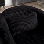 Stoffen fauteuil met kussen en en sierkussen