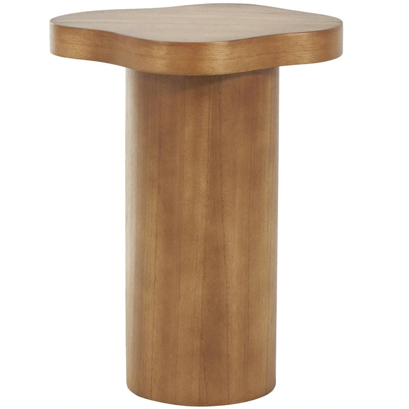 Houten Sokkel Bijzettafel met Afgerond Vierkant Bovenblad - Zwart of Bruin