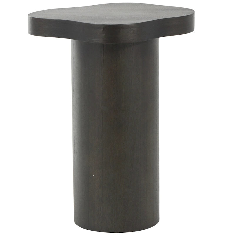 Houten Sokkel Bijzettafel met Afgerond Vierkant Bovenblad - Zwart of Bruin