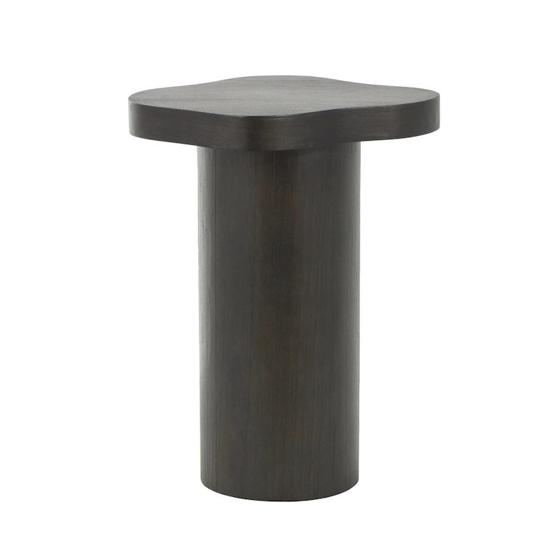 Houten Sokkel Bijzettafel met Afgerond Vierkant Bovenblad - Zwart of Bruin