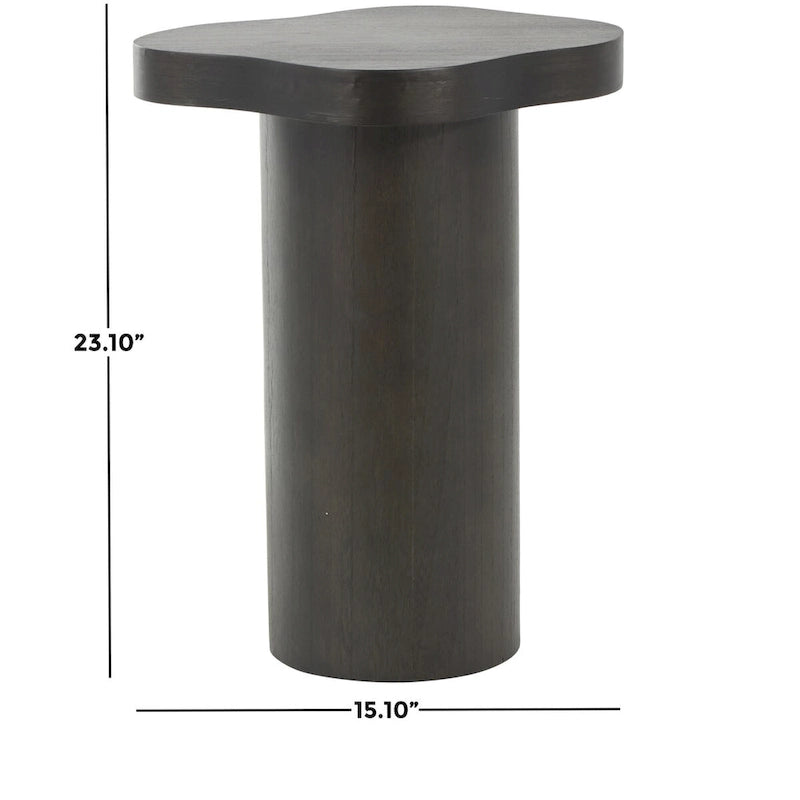 Houten Sokkel Bijzettafel met Afgerond Vierkant Bovenblad - Zwart of Bruin