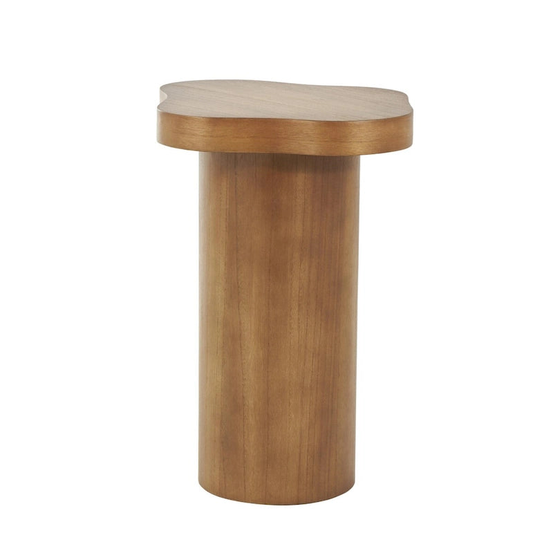 Houten Sokkel Bijzettafel met Afgerond Vierkant Bovenblad - Zwart of Bruin