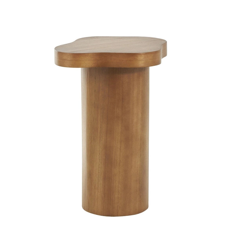 Houten Sokkel Bijzettafel met Afgerond Vierkant Bovenblad - Zwart of Bruin