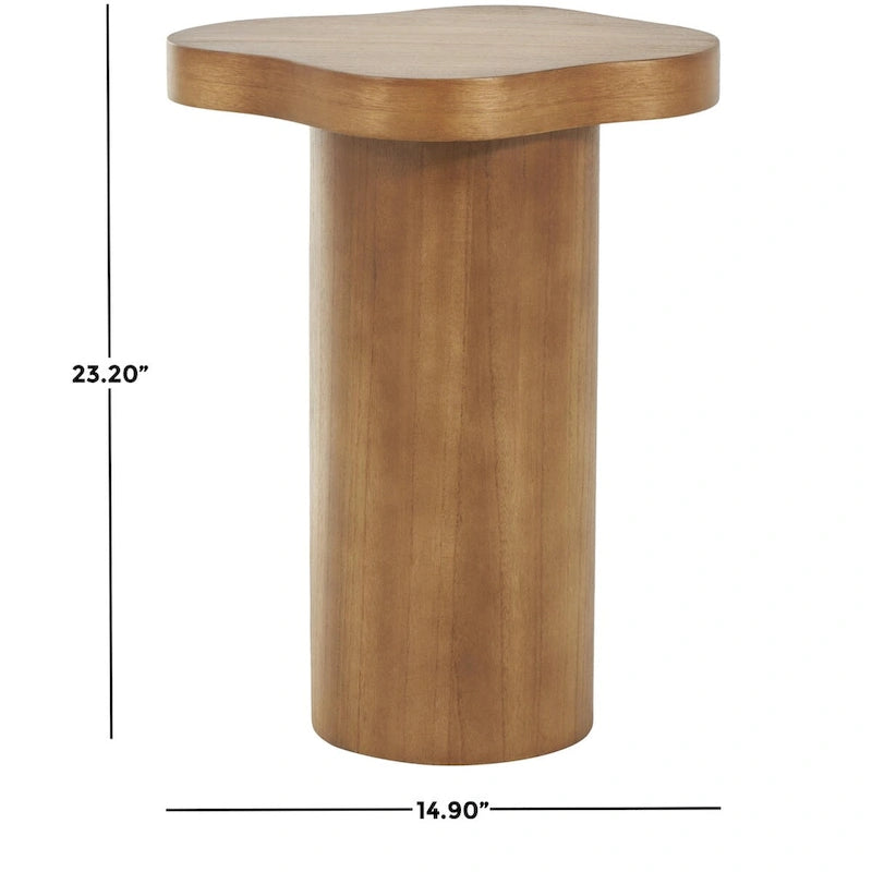 Houten Sokkel Bijzettafel met Afgerond Vierkant Bovenblad - Zwart of Bruin